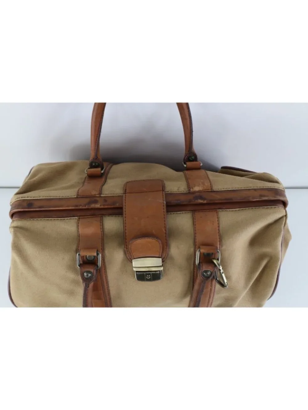 Vintage 90s Streetwear Distressed Canvas Leather Handled Pull Open Doctors Bag